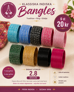 Ladda upp bild till gallerivisning, Klassiska indiska bangles – 6 st – Medium 2.8