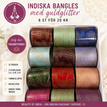 Ladda upp bild till gallerivisning, Indiska bangles med guldglitter – 6 st för 20 kr