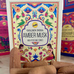 Ladda upp bild till gallerivisning, Golden India Amber Musk backflow rökelsekoner varm och sensuell doft

