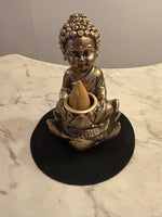 Ladda upp bild till gallerivisning, Buddha och Lotus backflow rökelsebrännare med vattenfall rök effekt för meditation fram
